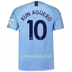 Camisolas de Futebol Manchester City Kun Aguero 10 Equipamento Principal 2018/19 Manga Curta